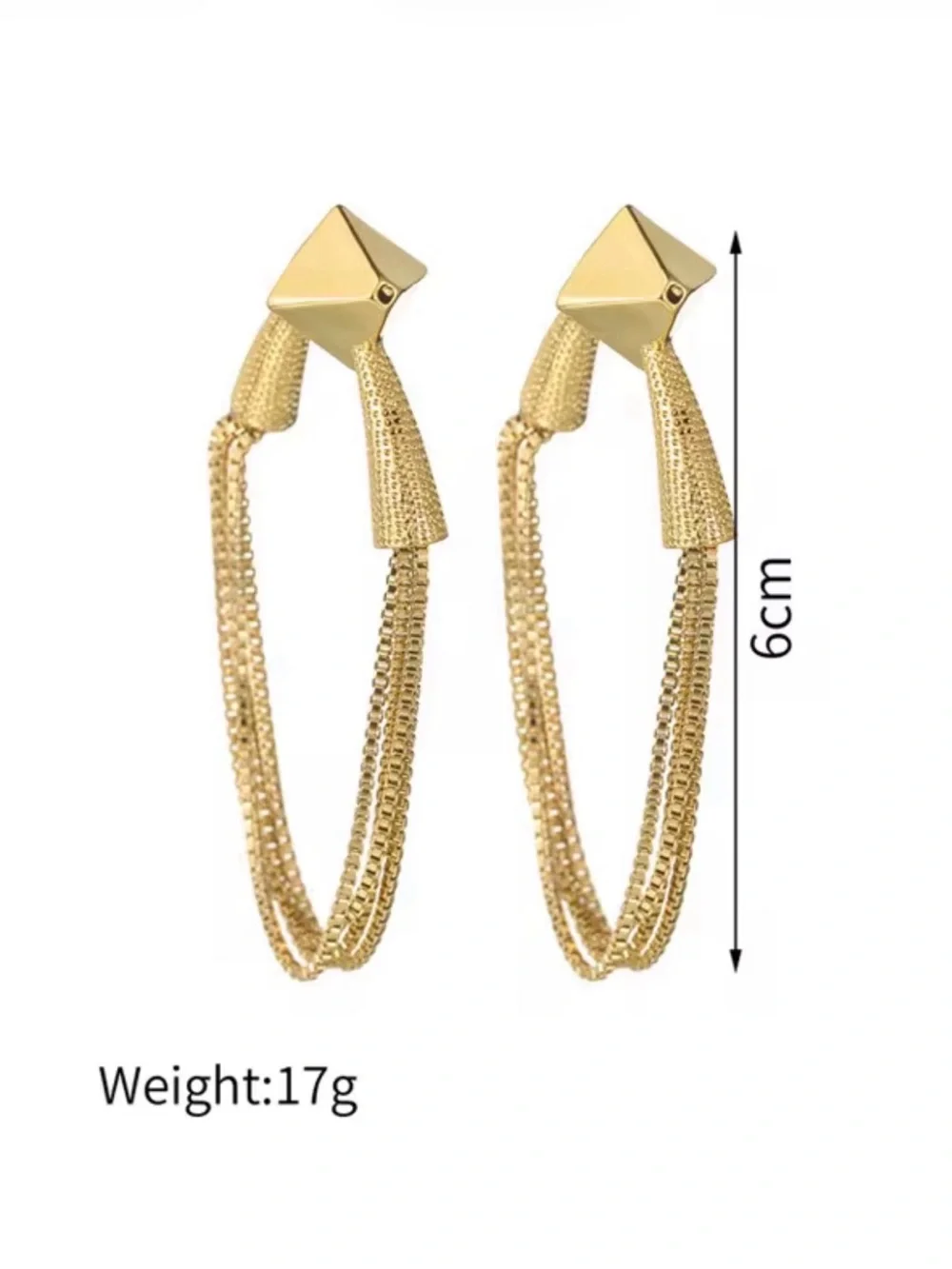 NEW Back Front Drippy Gold Box Chain Earrings AU13